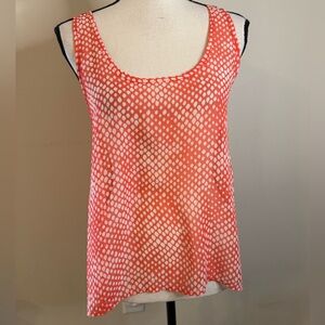 Soprano coral & white polka dot semi sheer tank top SZ small